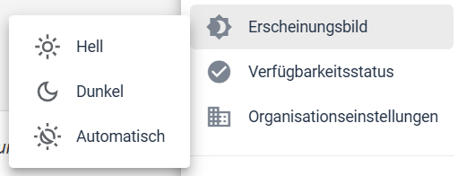 erscheinungsbild Screenshot: Einstellungen Erscheinungsbild Dark Mode