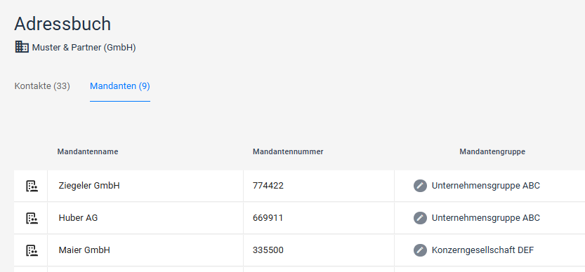 mandantengruppen Screenshot: Mandantengruppen